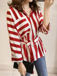 V Neck Patchwork Patchwork Stripes Blouses