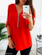V Neck Chain Patchwork Plain Blouses