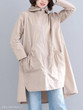 Hooded Asymmetric Hem Plain Trench Coat