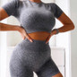 Yoga Skinny Sport Suit Summer Women Sexy Sport Tops And Yoga  Shorts Two Piece Set Outfits Femme Fitness Clothing Yoga Set