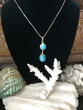 Italian Larimar Sterling Silver Double Cabochon Pendant Necklace
