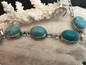 Larimar Fine Jewel Caribbean 925 Sterling Silver Set, 18" Necklace, Bracelet & Earrings
