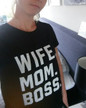 WIFE MOM BOSS Letters Print Women t shirt Cotton