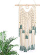 Macrame Wall Hanging Green and Beige Woven Tapestry Boho Chic Tassels Pendant Hippie Bohemian Wall Art Bedroom Living Room Dorm Backdrop Home Decorations, 33"x 18" (No.2): Home & Kitchen