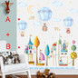 stickers enfant Cartoon Animal Hot Air Balloon Wall Sticker For Kids Room Children Baby Bedroom