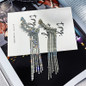 Fashion Long Tassel Full Rhinestone Drop Earrings for Women Bijoux Shiny Water Drop Crystal Dangle Earrings Jewelry Gifts