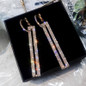 Fashion Long Geometric Drop Earrings Luxury Gold Silver Color Rectangle Rhinestone Earring for Women Party Jewelry Gift