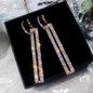 Fashion Long Geometric Drop Earrings Luxury Gold Silver Color Rectangle Rhinestone Earring for Women Party Jewelry Gift