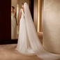 White Beige Long Bridal Veils for Women One Layer / Double Layer Cathedral Wedding Veils Accessories