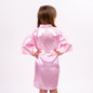 Sample Sale - Kids Satin Pink Robes "Flower Girl" In Silver Glitter, Size: 8Y