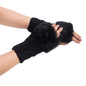 Winter Gloves  With Faux Rabbit Fur Knitted Wrist and Fingerless