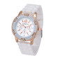 Geneva Watch Waterproof Women Watch Rose Gold Chronograph Silicone With Crystal Rhinestones