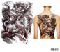 Big Large Full Back Chest Tattoo Stickers Fish Wolf Tiger Dragon Waterproof Temporary Tattoos