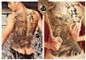 Big Large Full Back Chest Tattoo Stickers Fish Wolf Tiger Dragon Waterproof Temporary Tattoos