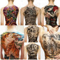 Big Large Full Back Chest Tattoo Stickers Fish Wolf Tiger Dragon Waterproof Temporary Tattoos