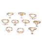 10Pcs Set Bohemian Retro Crystal Flower Stars Water Drop Ring Set For Women Knuckle Ring