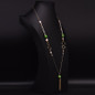Art Deco Long Tassel Necklace With Agate and Pearl Stones