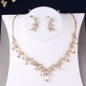Baroque Rhinestone and Leaf Crystal Tiara, Necklace & Earrings Wedding Jewelry Set