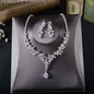 Sparkling Cubic Zirconia and Rhinestone Tiara, Necklace & Earrings Wedding Jewelry Set