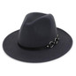 Wide Brim Vintage Felt Fedora Panama Hat with Chain Belt