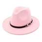 Wide Brim Vintage Felt Fedora Panama Hat with Chain Belt