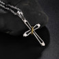 Two-tone Gold and Silver Skull Cross and Ring Pendant with Chain Necklace