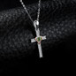 925 Sterling Silver Peridot Heart Crystal on Silver Cross Pendant and Chain Necklace
