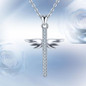 Sterling Silver Crystal Cross Pendant with Angel Wings Necklace