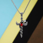 Stainless Steel Necklace and Sword Cross Pendant with Coiled Snake