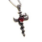Stainless Steel Necklace and Sword Cross Pendant with Coiled Snake