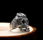 925 Sterling Silver Skelton and Skull Men’s Adjustable Biker Ring