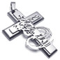 Men Stainless Steel Gothic Dragon Cross Pendant Necklace, 24 inch Chain