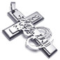 Men Stainless Steel Gothic Dragon Cross Pendant Necklace, 24 inch Chain