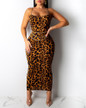 Spaghetti Strap Leopard Print Bodycon Dress