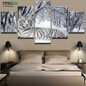 Home Decor Print Canvas Oil Painting Vintage Wall Art Canvas Painting Wall Modular Picture 5 Panel Animal Tiger For Living Room