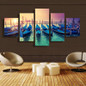 5 Pieces Sunset Blue Boats Seascape Modern Home Wall Decor Canvas Picture Art HD Print Painting On Canvas For Living Room Framed