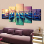 5 Pieces Sunset Blue Boats Seascape Modern Home Wall Decor Canvas Picture Art HD Print Painting On Canvas For Living Room Framed