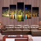 5 Piece canvas art city night painting canvas  modern wall art  wall pictures for living room home decoration