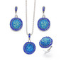 Vintage Colorful Gem Jewelry Set Fashion Women Jewelry Set Antique Silver Broken Stone Round Stone Pendant Necklace Sets 3Pcs
