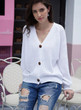 Women V-neck Solid Color Button Knit Loose Cardigan