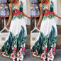 Lady Summer Holiday Floral Beach Boho Maxi V Neck Print Dress Evening Party Sundress
