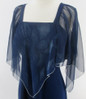 Vintage 70s Navy Blue Sheer Angel Sleeve Party Dress L