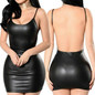 Sexy Faux Leather Backless Dress-Peri Dresses