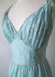 • Vintage 50's Teal Embroidered Flowers Full Length Night Gown S