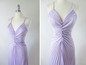 • Vintage 70's 50's 50's Travilla / Marilyn Style Accordion Pleat Lilac Purple Evening Cocktail Party Dress S