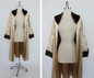 Vintage 50's Mink Trimmed Gold Brocade Evening Swing Jacket Coat One Size