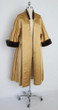 Vintage 50's Mink Trimmed Gold Brocade Evening Swing Jacket Coat One Size