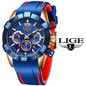 LIGE 2020 New Fashion Blue Mens Watches Top Brand Luxury Clock Sports Chronograph Waterproof Quartz Watch Men Relogio Masculino