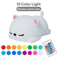 USB Rechargeable Night Light Cat Stress Relief Silicone Night Lights Touch Sensor Bedroom Bedside Lamp With Remote For Kids Baby Gift