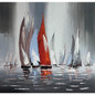 Abstract 100% Hand Painted Oil Painting On Canvas Abstract Sailing Boats On The River Painting Wall Art For Modern Home Decor